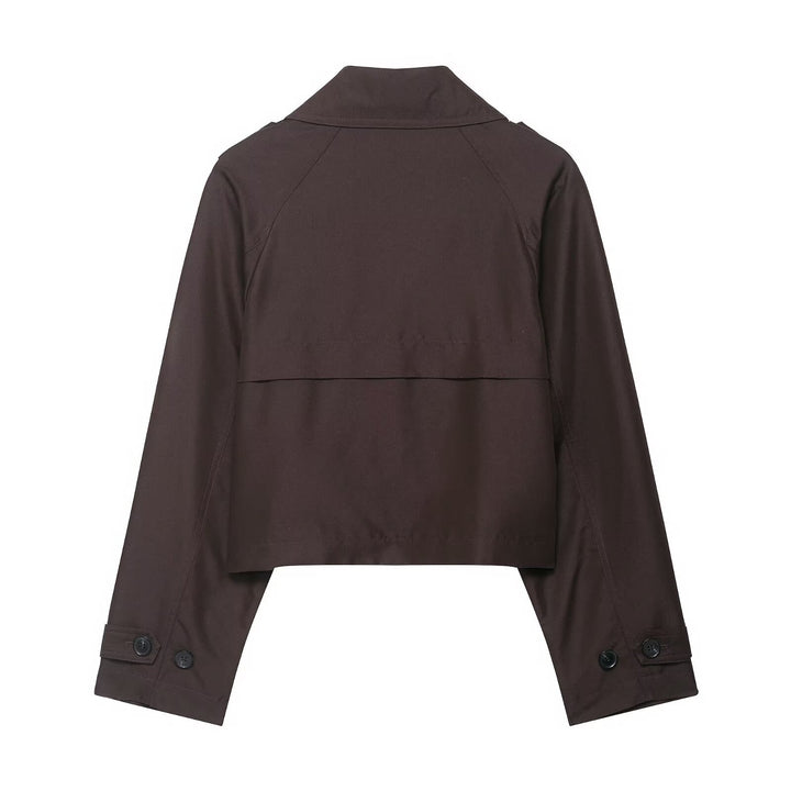 Damen Cropped Doppelreiher-Trenchjacke mit Epauletten, weiten Revers und verstellbaren Ärmelriegeln Echo Archiv