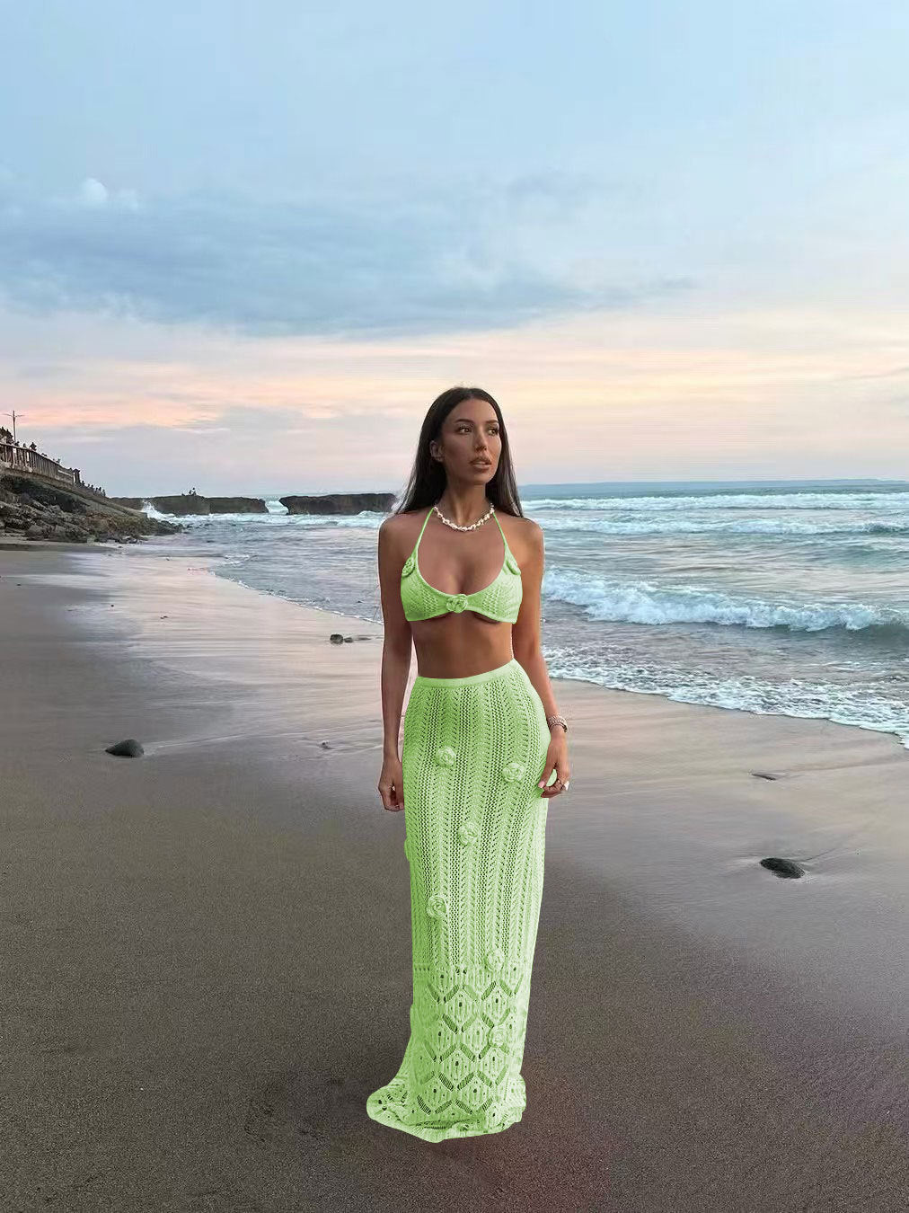 Damen Häkel-Strandkleid mit Kapuzenshirt Echo Archiv
