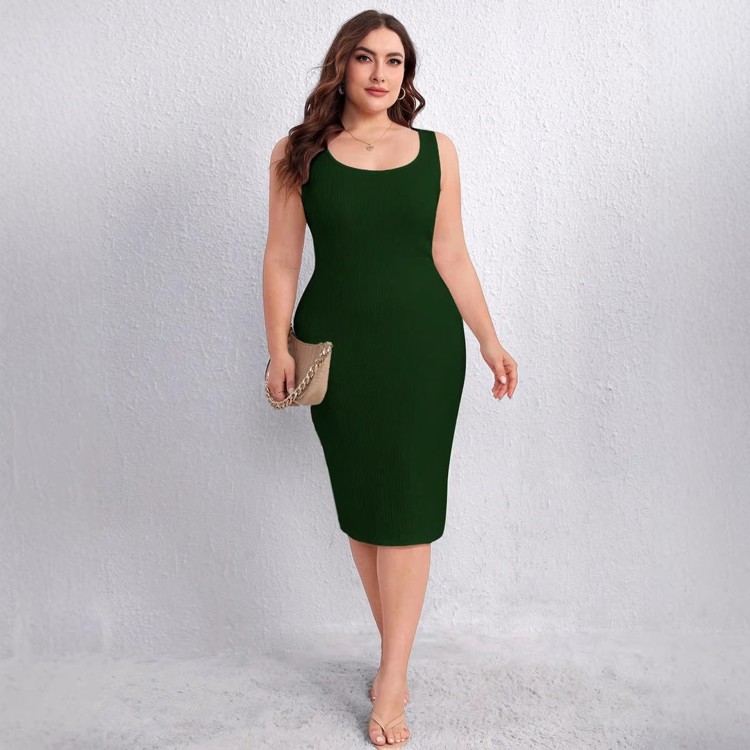 Damen figurbetontes Midi-Kleid mit geschmeidiger Rippstruktur und elegantem Rundhalsausschnitt Echo Archiv