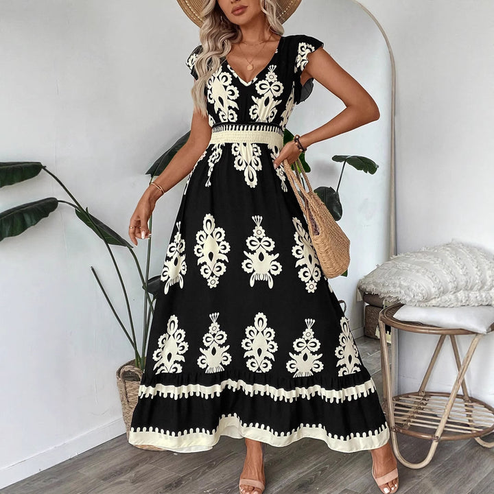Damen Elegantes Maxikleid mit faszinierendem Musterdruck Echo Archiv