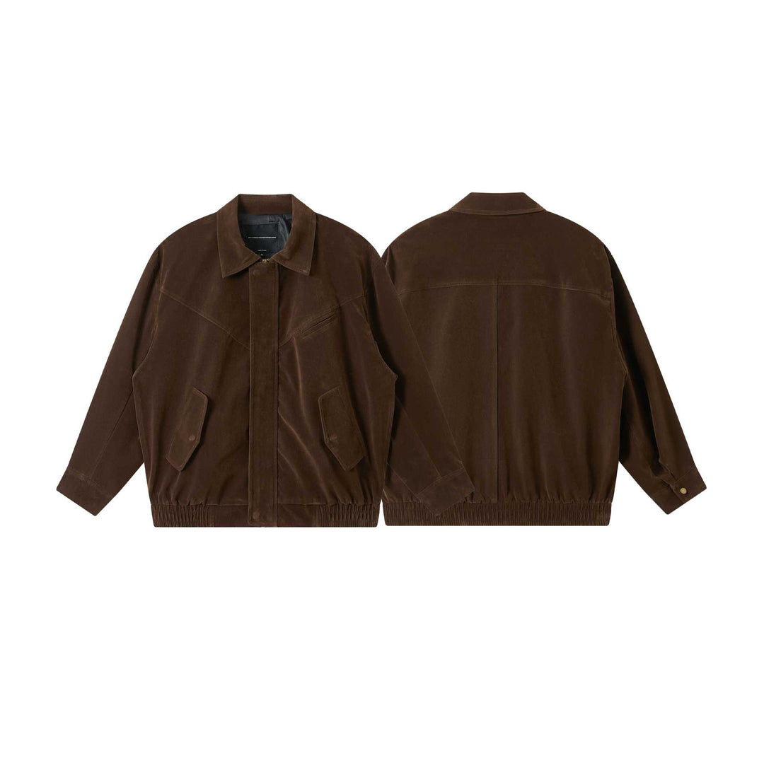 Herren Kurz geschnittener Wildlederoptik Blouson mit elastischem Saum und Pattentaschen Echoarchiv