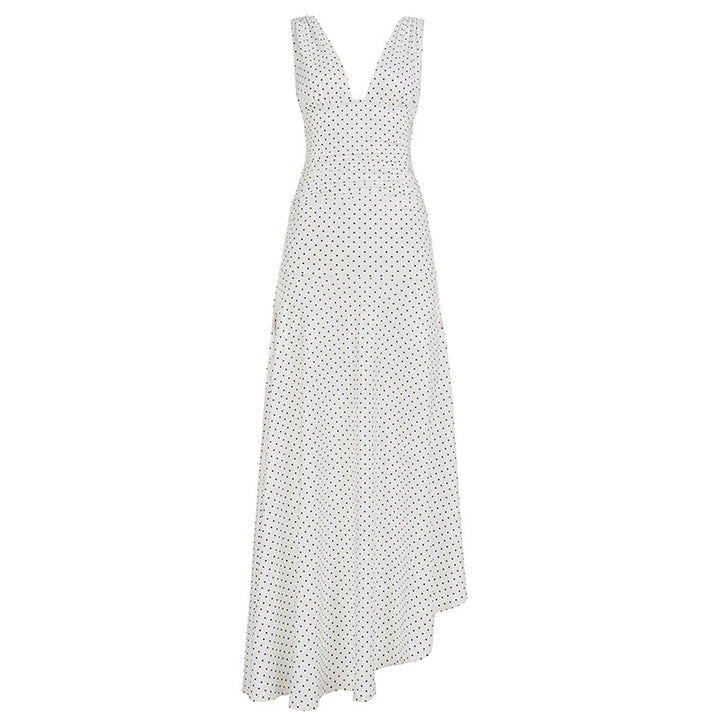 Damen Maxikleid mit asymmetrischem Saum und tiefem V-Ausschnitt Echo Archiv
