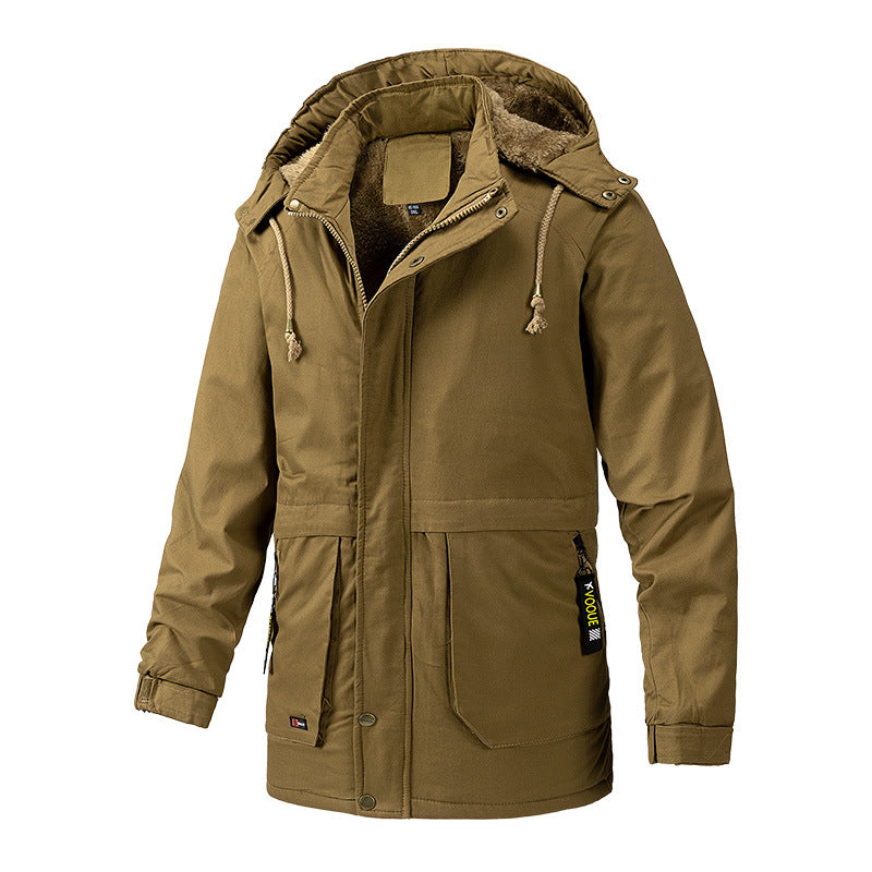 Herren Canvas-Parka mit Sherpa-Innenseite, verlängerter Schnitt und Utility-Ärmeltasche Echoarchiv