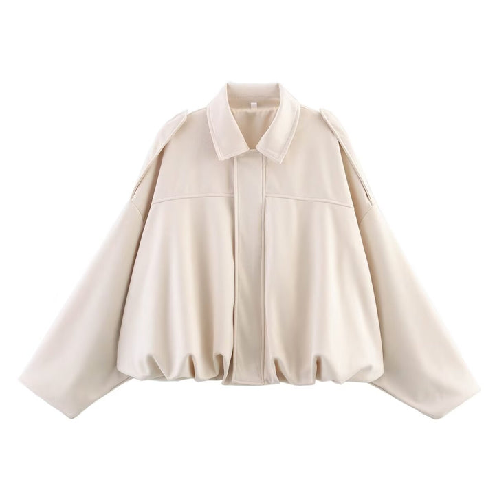 Damen nan Oversize-Kurzjacke mit Ballon-Saum, Schulterpatten und verdeckter Frontleiste Echo Archiv