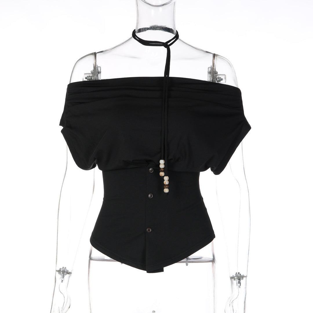 Damen Off-Shoulder Blusenshirt mit dekorativem Kordelzug Echo Archiv