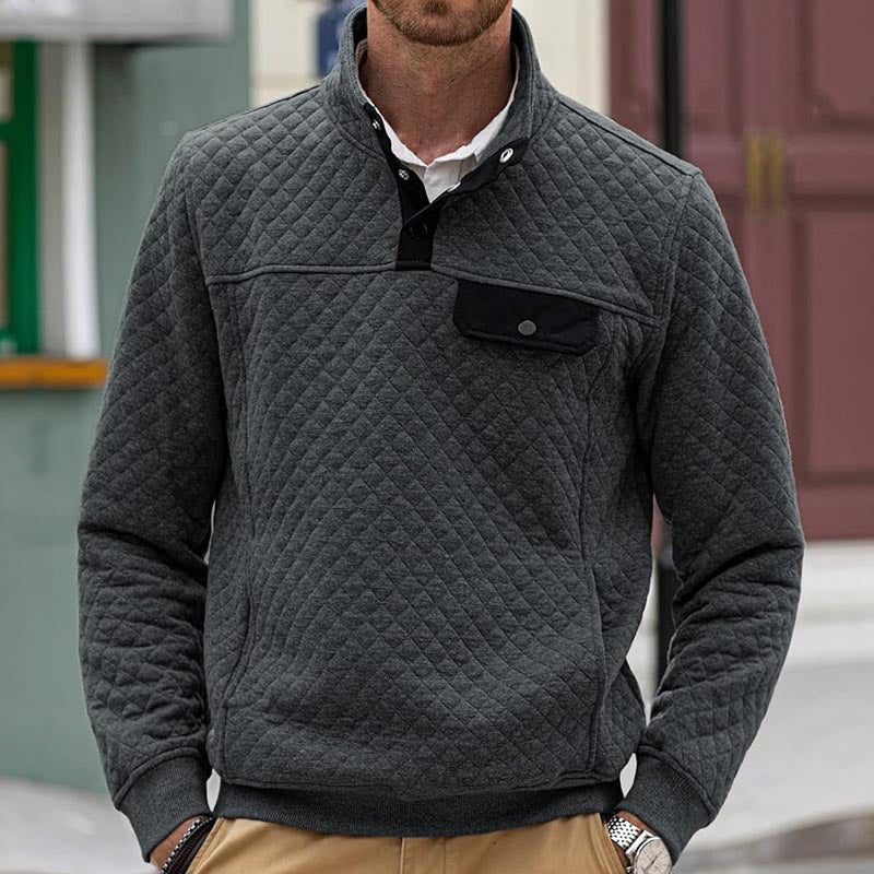 Herren Stepp-Sweatshirt mit Stehkragen, Halbreißverschluss und Brusttasche – Norvane