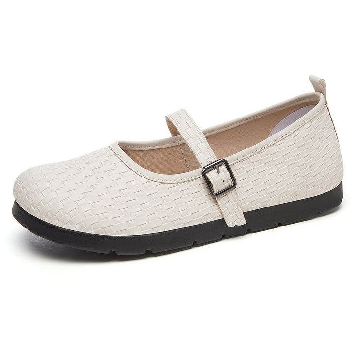 Damen nan Mary-Jane Ballerina-Slipper mit gewebter Oberflächenstruktur, verstellbarem Riemen und stoßdämpfender Leichtsohle Echo Archiv