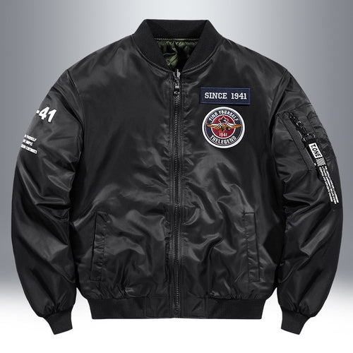 Herren Piloten-Bomberjacke mit Patch-Details, Nylon‑Shell und Ärmeltasche Echoarchiv