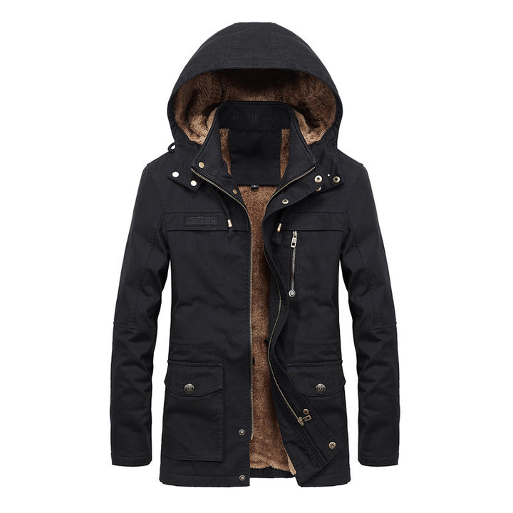 Herren Canvas-Parka mit Teddyfutter, verstecktem Zweiwege-Reißverschluss und Utility-Taschen – Taviero