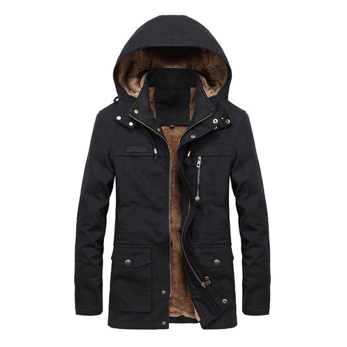 Herren Canvas-Parka mit Teddyfutter, verstecktem Zweiwege-Reißverschluss und Utility-Taschen – Taviero