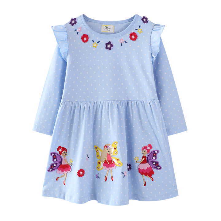 Mädchen Langarmkleid mit fröhlichen Feen-Applikationen Echo Archiv