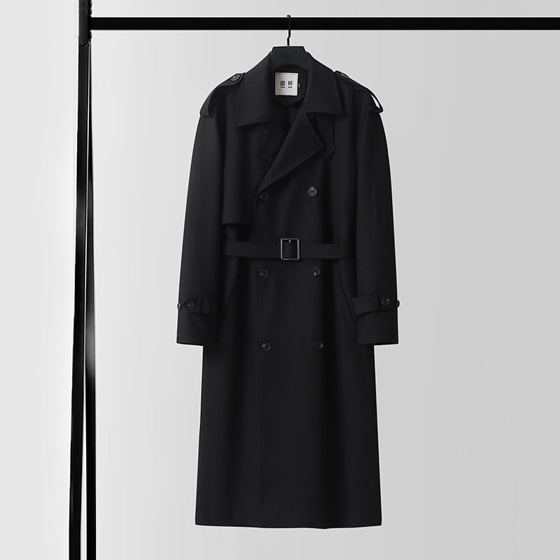 Damen klassischer Doppelreihiger Trenchcoat mit Taillengürtel und Schalkragen Echoarchiv