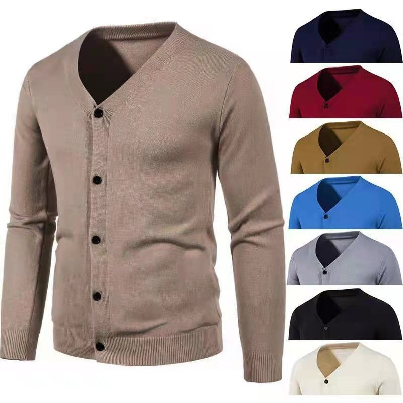 Herren stilvolle Strickjacke mit tiefem V-Ausschnitt und Knopfleiste Echoarchiv
