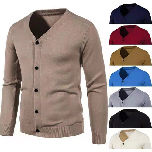 Herren stilvolle Strickjacke mit tiefem V-Ausschnitt und Knopfleiste Echoarchiv