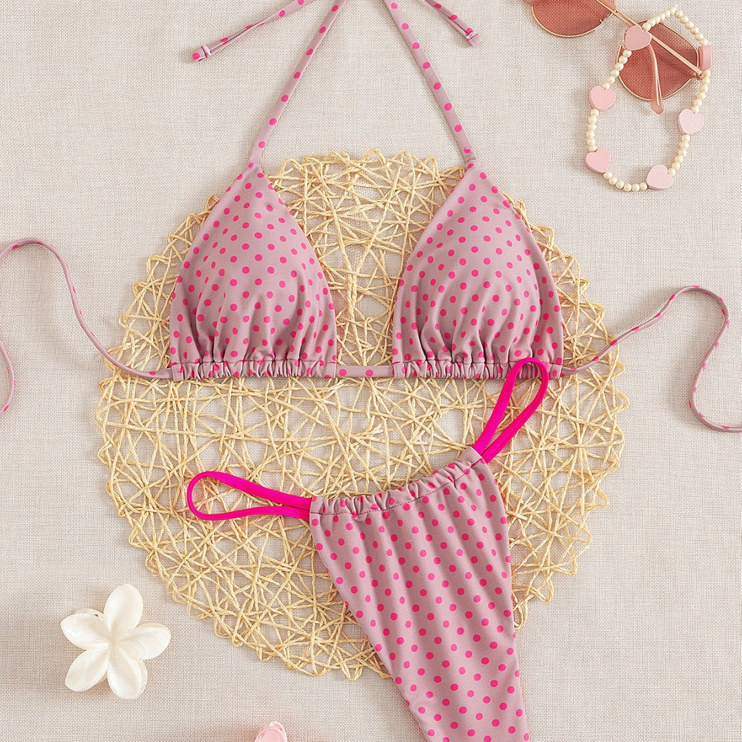 Damen Triangel-Bikini mit verspielt gepunktetem Design und verstellbaren Trägern Echo Archiv