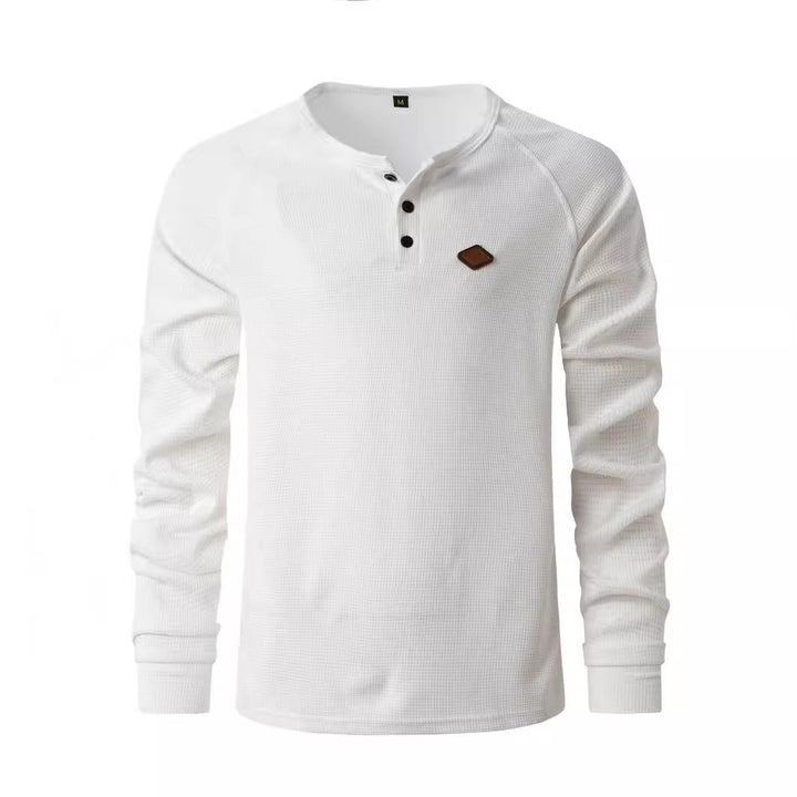 Herren Langarmshirt mit Knopfleiste und strukturiertem Design Echoarchiv