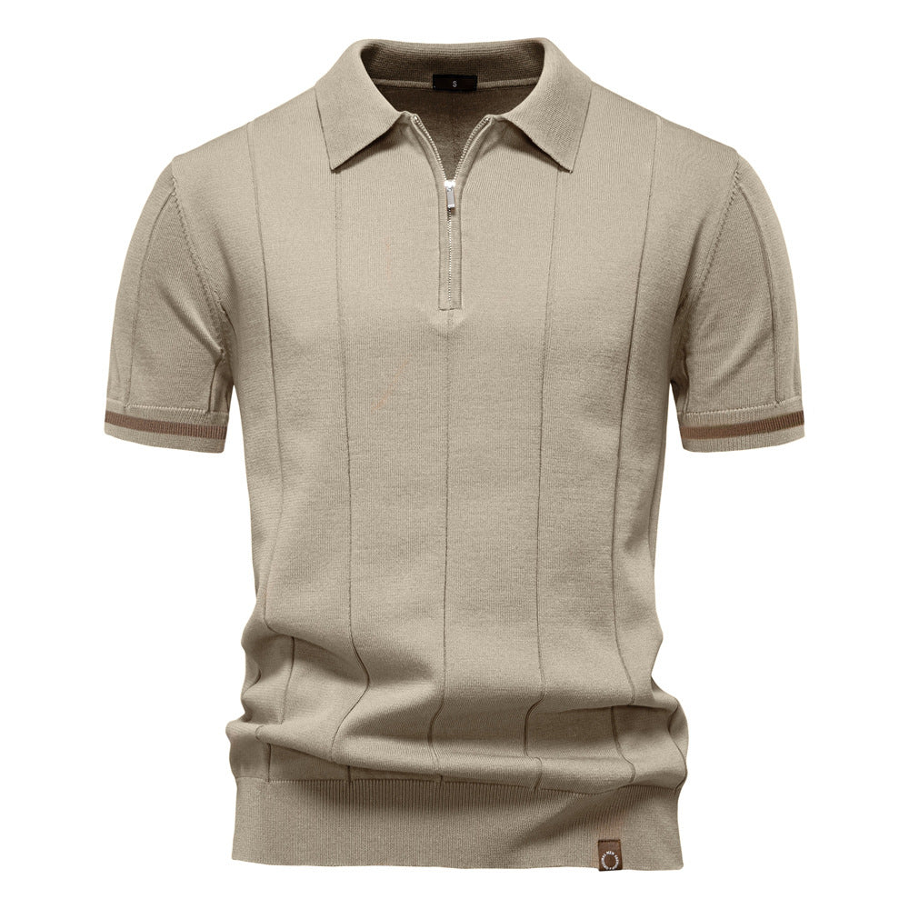 Herren Polohemd mit kurzer Knopfleiste und strukturiertem Design Echoarchiv
