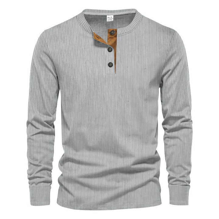 Herren Langarmshirt mit strukturierter Rippenoptik und modischem Knopfleisten-Detail Echoarchiv