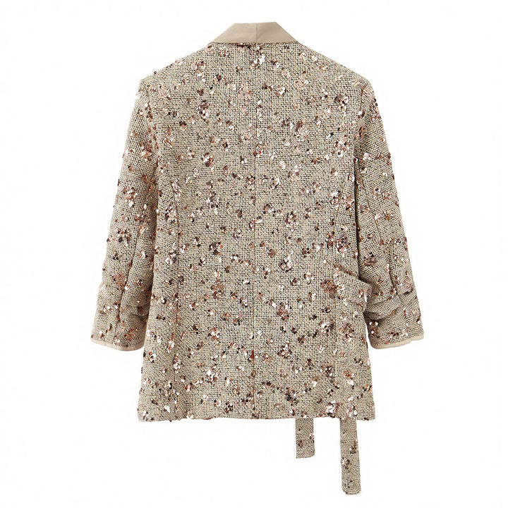 Damen Zweiteiliges Bouclé‑Wickelblazer und High‑Waist Palazzo‑Hosen Set Echo Archiv