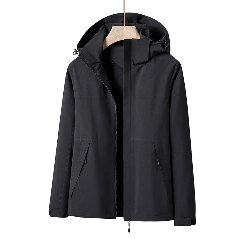 Herren Leichte winddichte Softshell-Regenjacke mit Kapuze und Kontrastbesatz Echo Archiv
