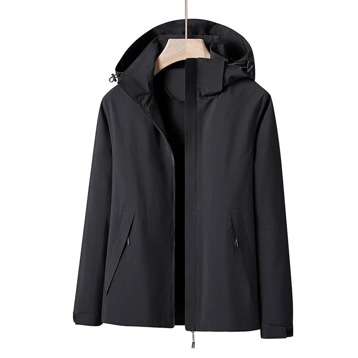 Herren Leichte winddichte Softshell-Regenjacke mit Kapuze und Kontrastbesatz Echo Archiv