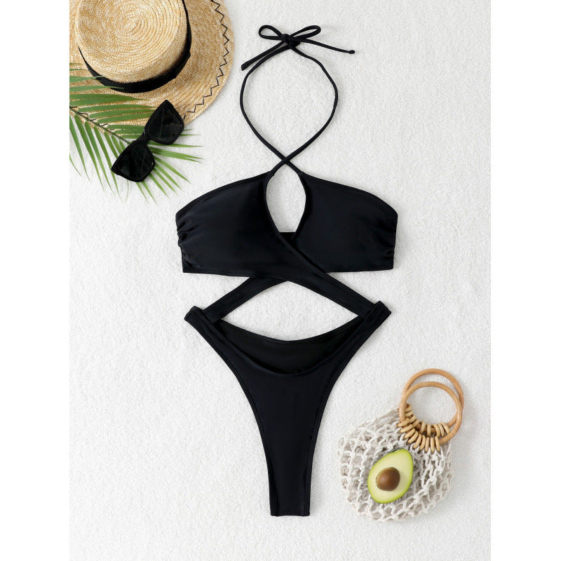 Damen Glänzender Triangel-Bikini mit raffiniertem Wickeldesign Echo Archiv