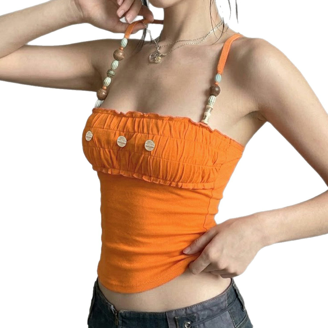 Damen Top mit dekorativen Rüschen und einzigartigen Trägerdetails Echo Archiv