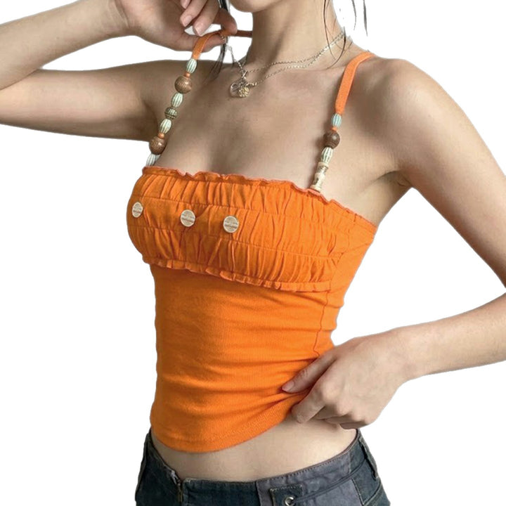 Damen Top mit dekorativen Rüschen und einzigartigen Trägerdetails Echo Archiv