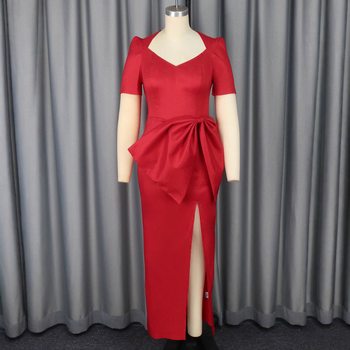 Damen Maxikleid mit eleganter Drapierung und voluminösem Rock Echo Archiv