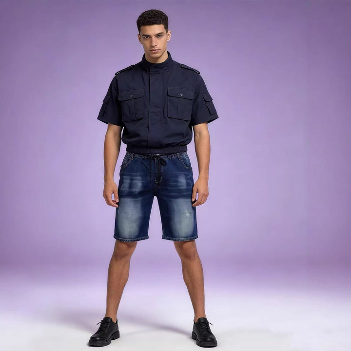 Herren bequeme Denim-Shorts mit elastischem Bund und lässigem Design Echo Archiv