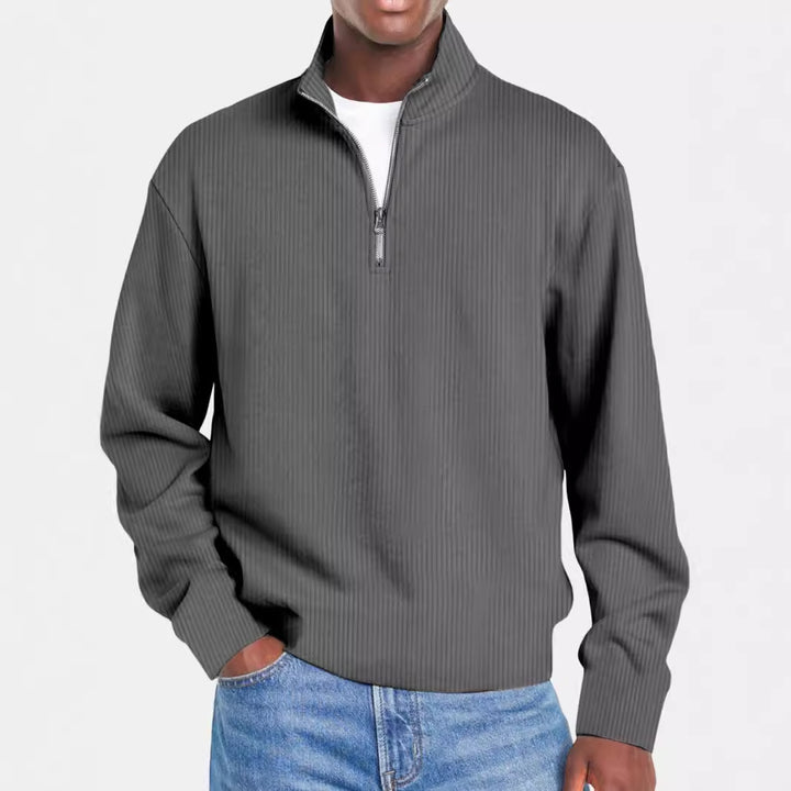 Herren nan gerippter Troyer-Pullover mit Halbzip und Stehkragen Echo Archiv