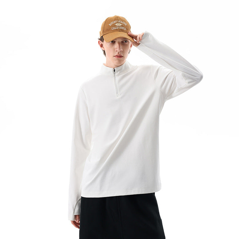 Herren Langärmeliges Halbzip-Sweatshirt mit Stehkragen und weitem Schnitt aus technischem Jersey Echo Archiv