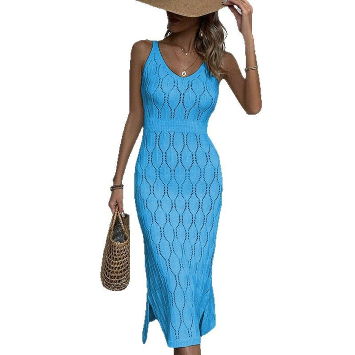 Damen gehäkeltes Midi-Kleid mit raffiniertem Mustermix Echo Archiv