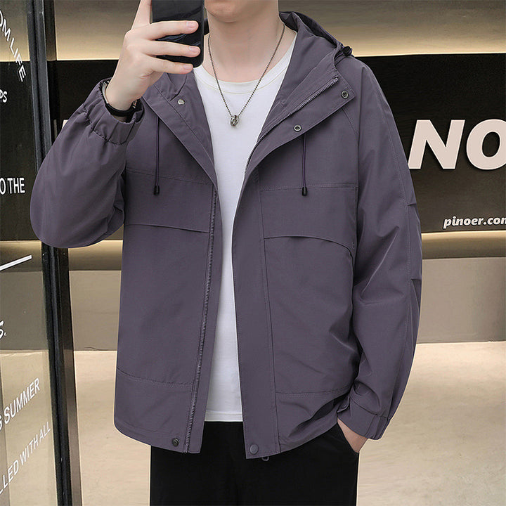 Herren Leichte Übergangsjacke mit funktionalen Taschen und verstellbarem Kapuzendeckel Echoarchiv