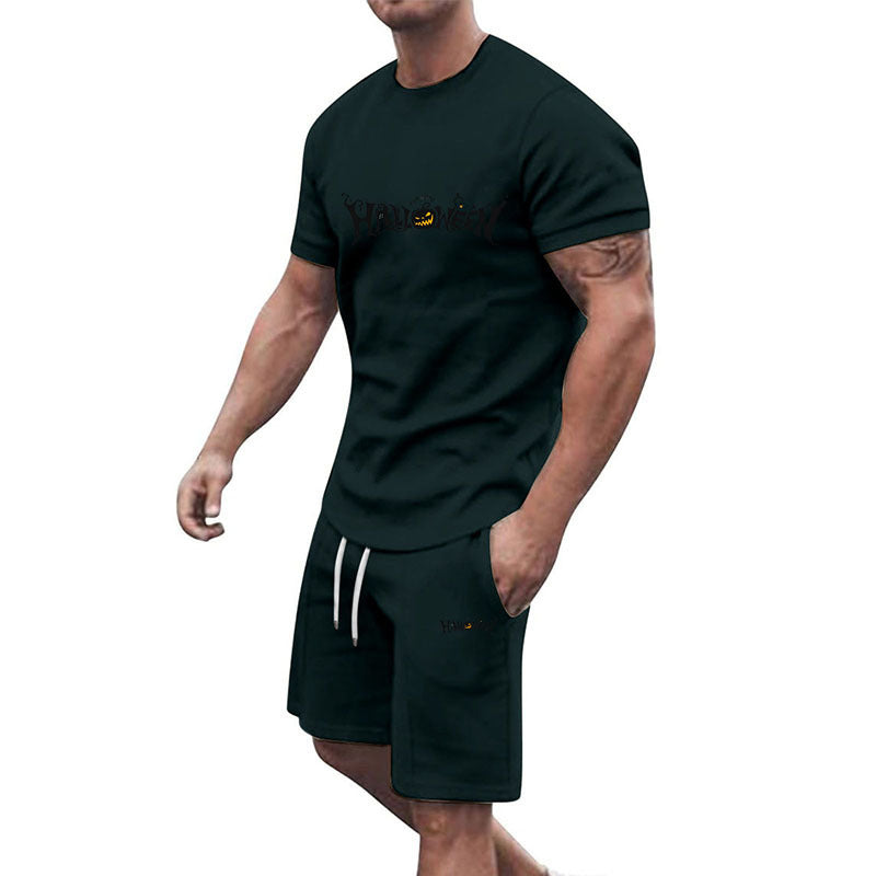 Herren lässiges Halloween-Set mit T-Shirt und Shorts Echoarchiv