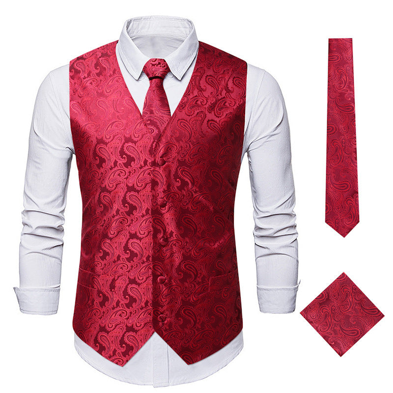 Herren elegante Anzugweste mit eleganten Paisley-Muster und passendem Zubehör Echoarchiv