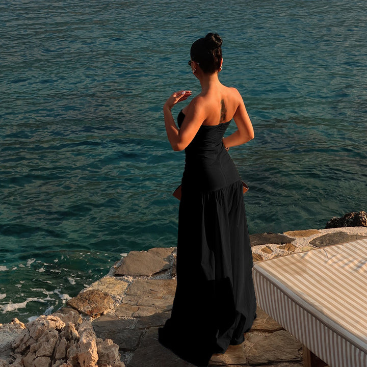 Damen Maxikleid mit gerafftem Oberteil und verspieltem Rock Echo Archiv