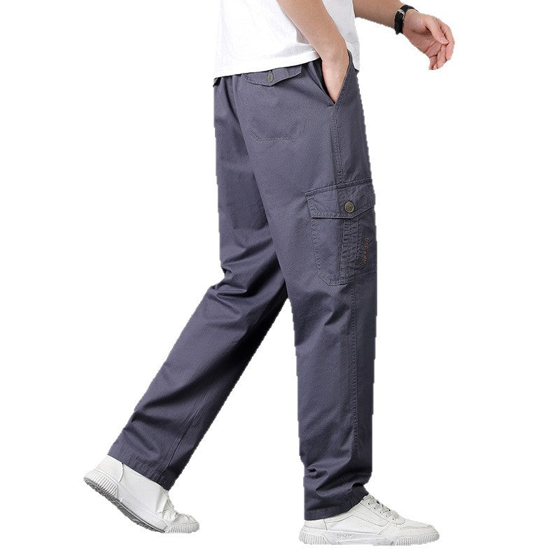 Herren Weite Cargo-Hose mit elastischem Bund, aufgesetzten Klappentaschen & geradem Bein Echo Archiv
