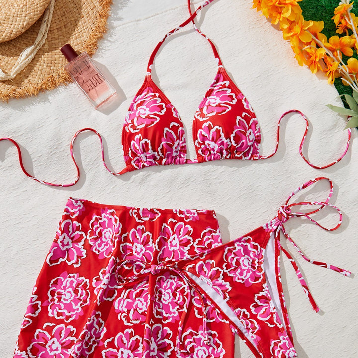 Damen Bikini-Set mit floralem Rock und raffinierten Bindebändern Echo Archiv
