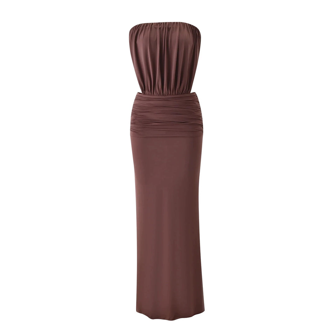 Damen Langes, figurbetontes Maxikleid mit gerafftem Oberteil Echo Archiv