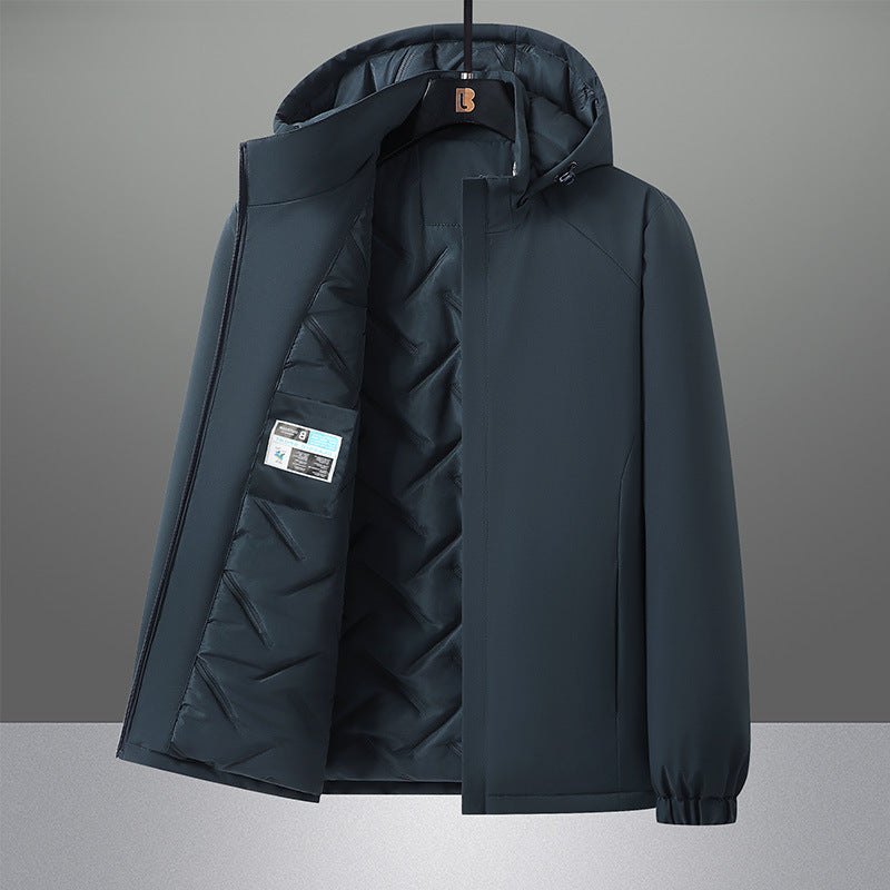 Herren wasserabweisende urbane Softshell-Jacke mit leicht gepolstertem Steppfutter, verstecktem Reißverschluss und elastischen Bündchen – Taviero