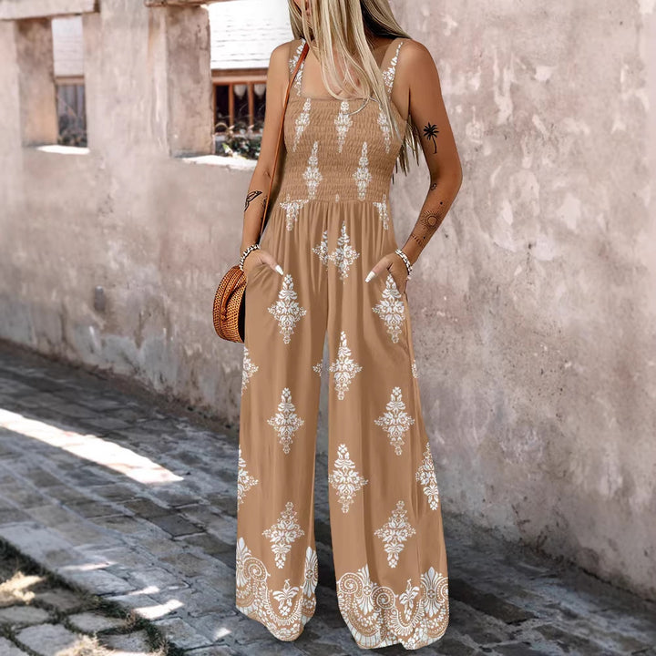 Damen Weitbeiniger Jumpsuit mit elastischem Oberteil und praktischen Taschen Echo Archiv