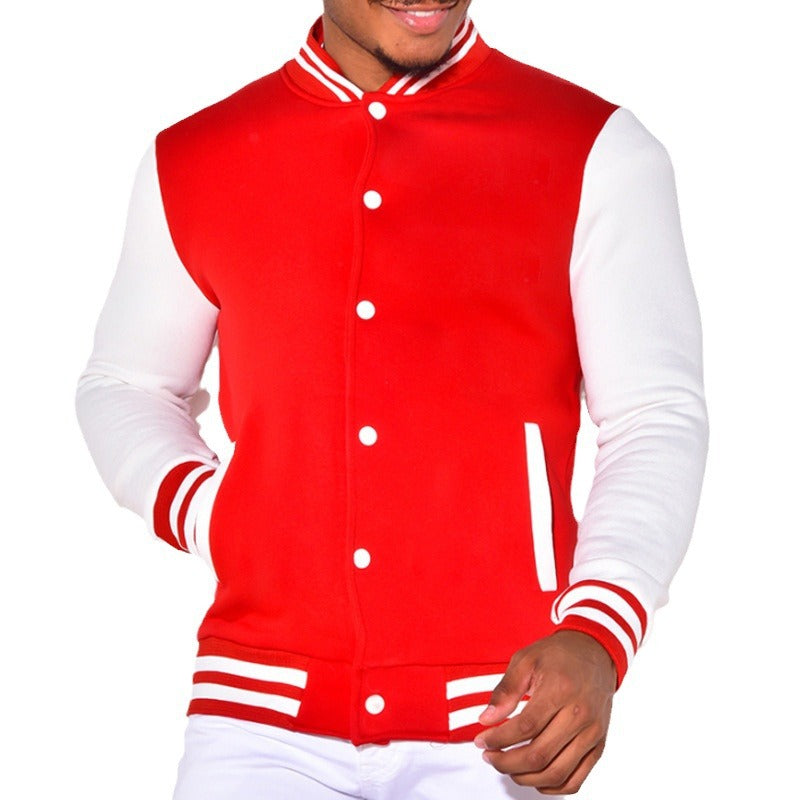 Herren sportliche Collegejacke mit kontrastierenden Ärmeln und Druckknöpfen Echoarchiv