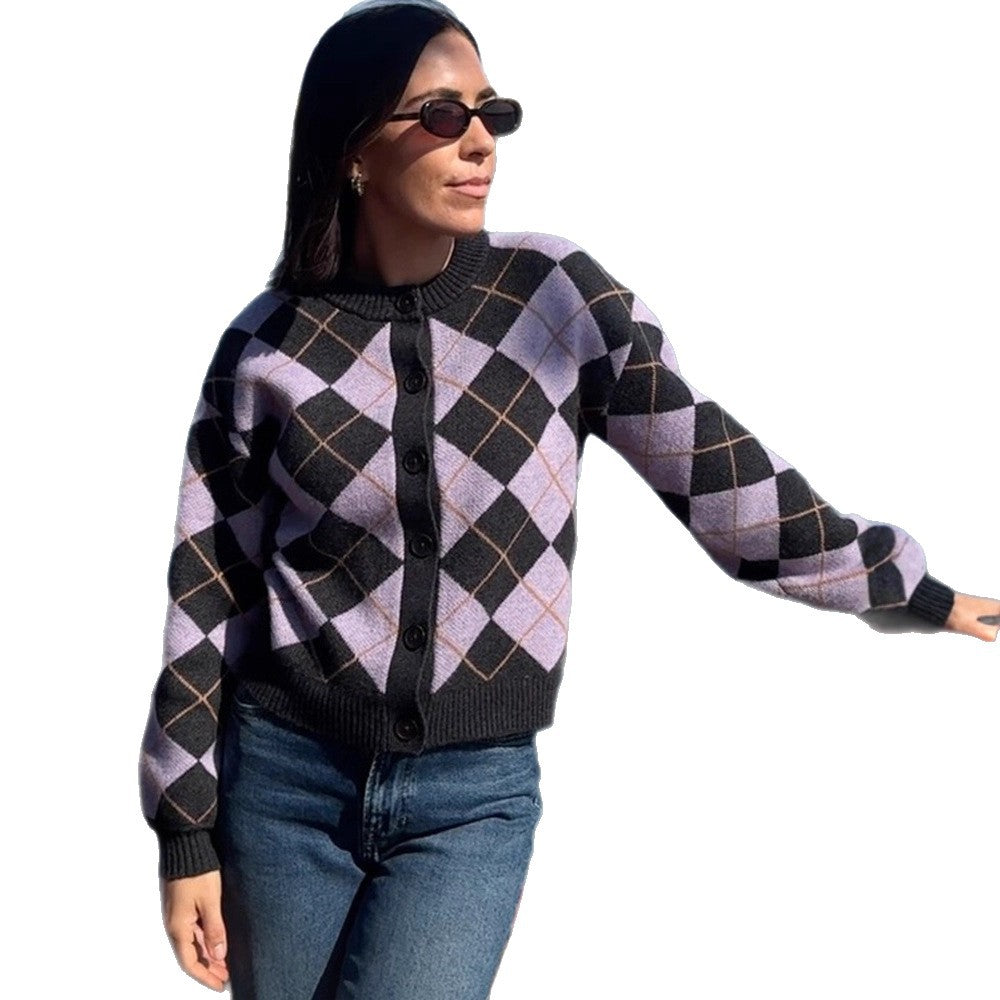 Damen Argyle-Strickjacke mit kastiger Silhouette und großer Knopfleiste Echoarchiv
