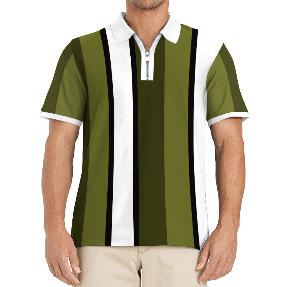 Herren Poloshirt mit praktischem Reißverschluss und modernem Streifendesign Echoarchiv