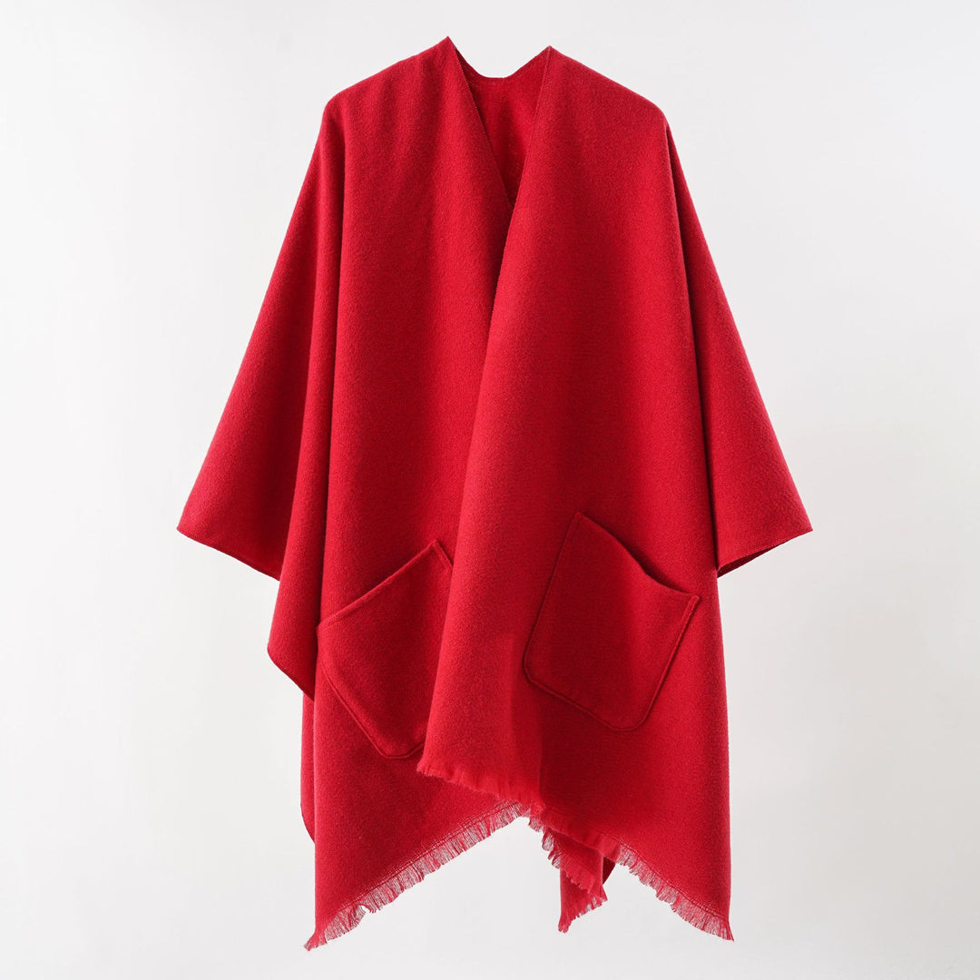 Damen Oversize-Capeponcho aus Wollmix mit Kapuze und Eingrifftaschen – Montévia