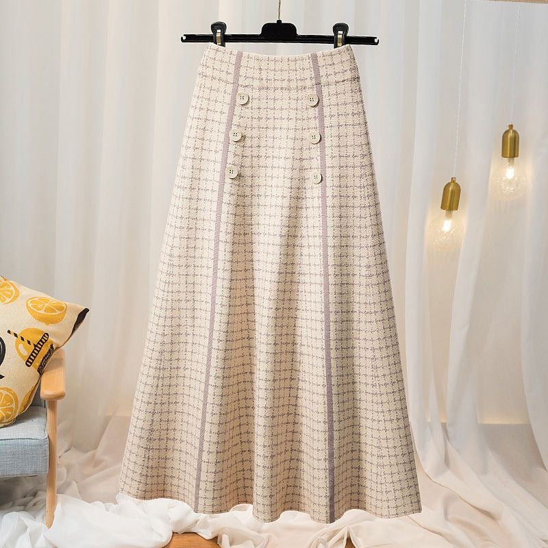 Damen Eleganter und fließender Maxirock mit Knopfdetails Echo Archiv