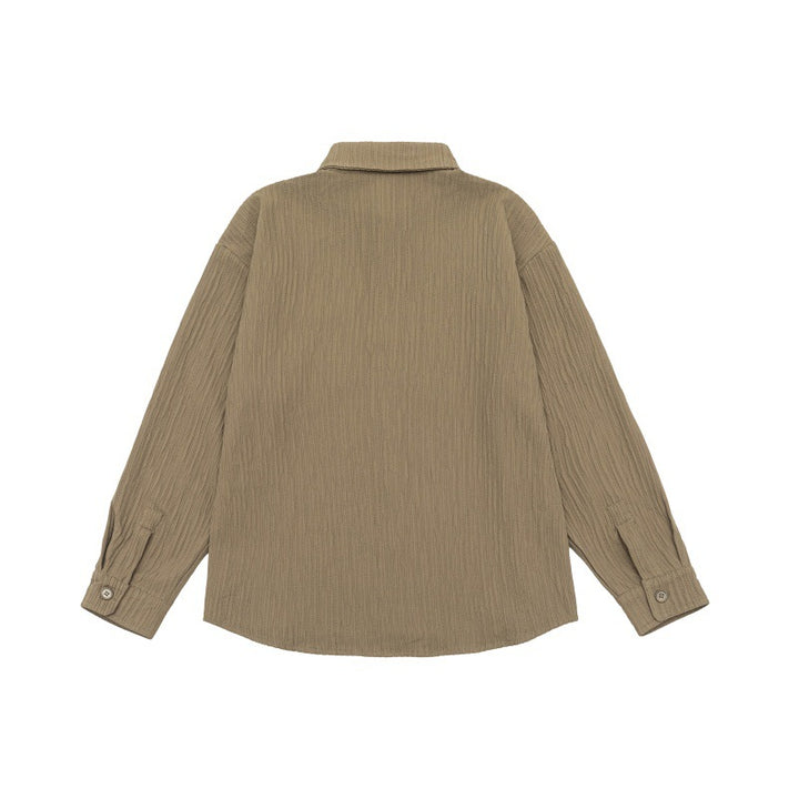 Unisex Texturierte Oversize-Hemdjacke mit Waffelstruktur und Brusttasche Echoarchiv