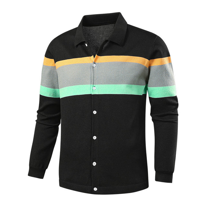 Herren Elegantes Langarm-Hemd mit Struktur und Farbblock Echo Archiv
