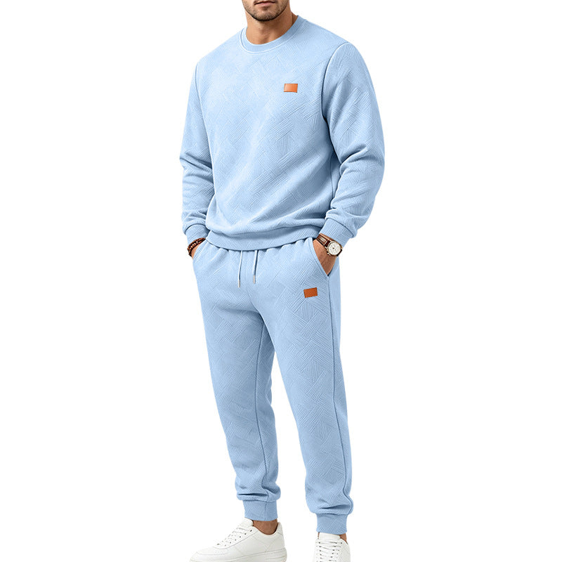 Herren Gemustertes Komfort-Sweatset mit Rundhals-Sweatshirt und Kordel-Jogginghose Echoarchiv